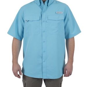 Real tree fishing | Mens blue short sleeve button up | NEW WITH TAGS XXL